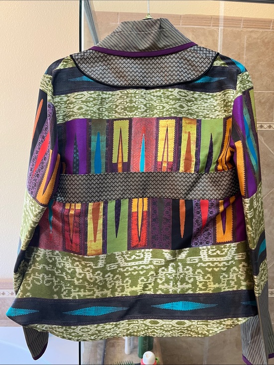 Etro Tops - Etro Striped Multicolor Silk Jacket with Patterned Lining